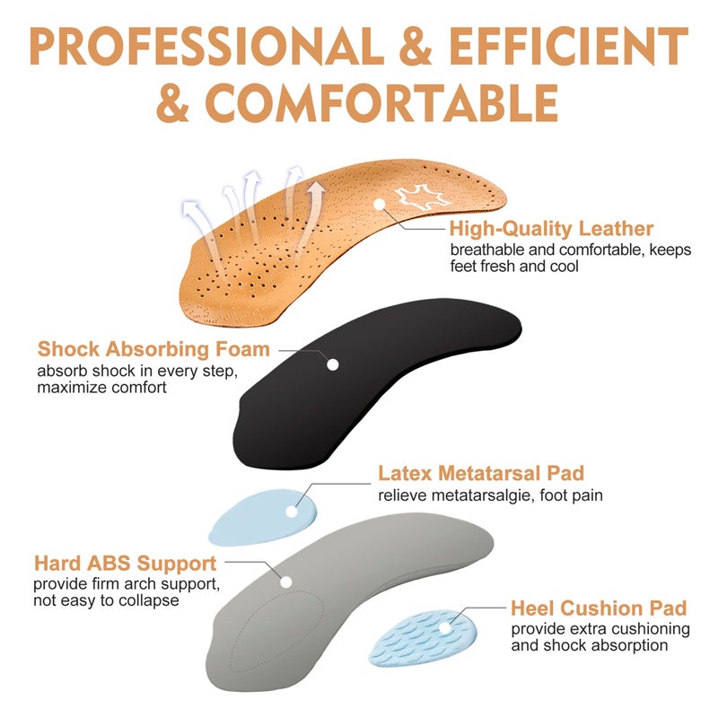 RooRuns Arch Support Insoles for Women/Men, 3/4 Plantar Fasciitis Insoles High Arch Supports Shoe Insoles for Flat Feet, Over-Pronation, Foot Pain Relief, Orthotics Heel Cushion Inserts for Running Walking, S - Image 2